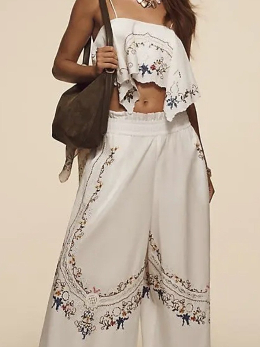 Anthropologie Embroidered Culottes Size Large - Picture 5 of 11